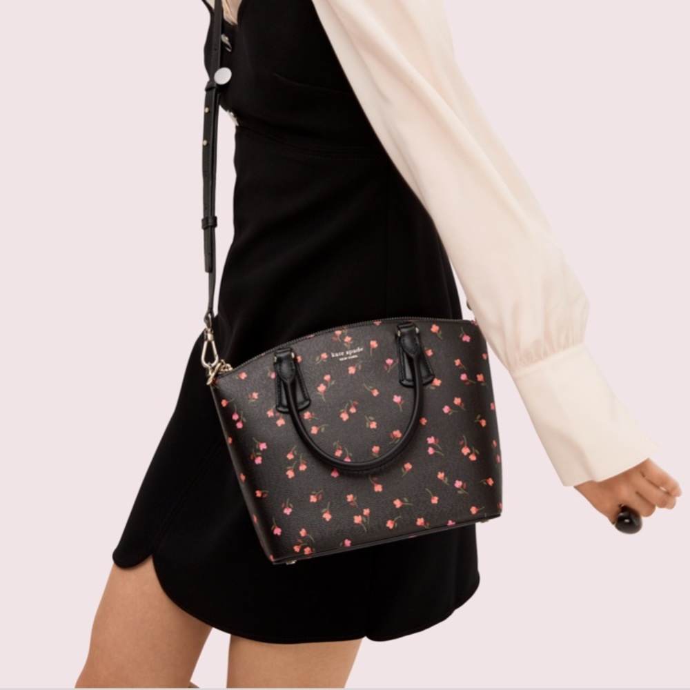 Kate Spade Sylvia floral black handbag